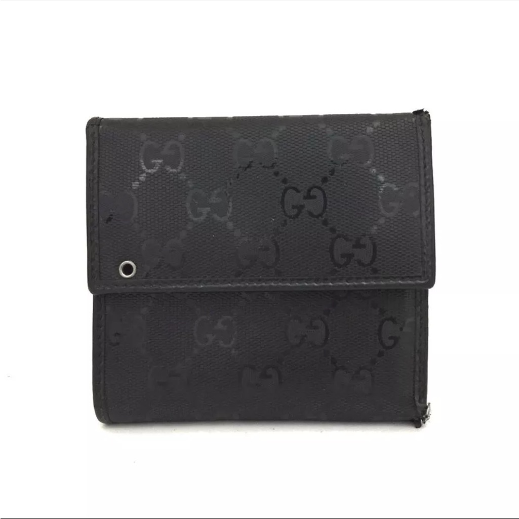 Gucci Black Signature Canvas Bifold Wallet